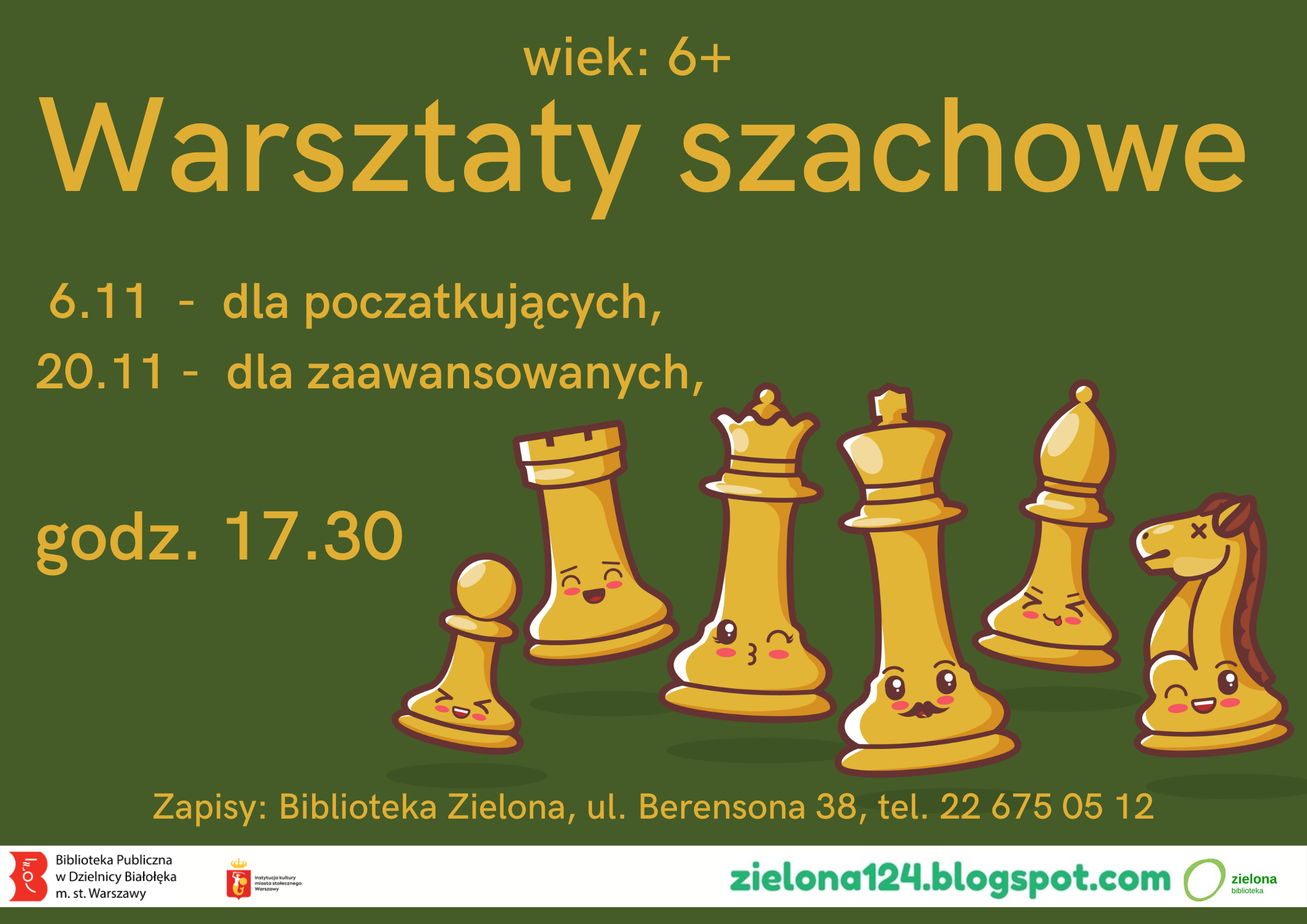 Read more about the article Szachy w Bibliotece Zielonej. (6.11, 20.11)