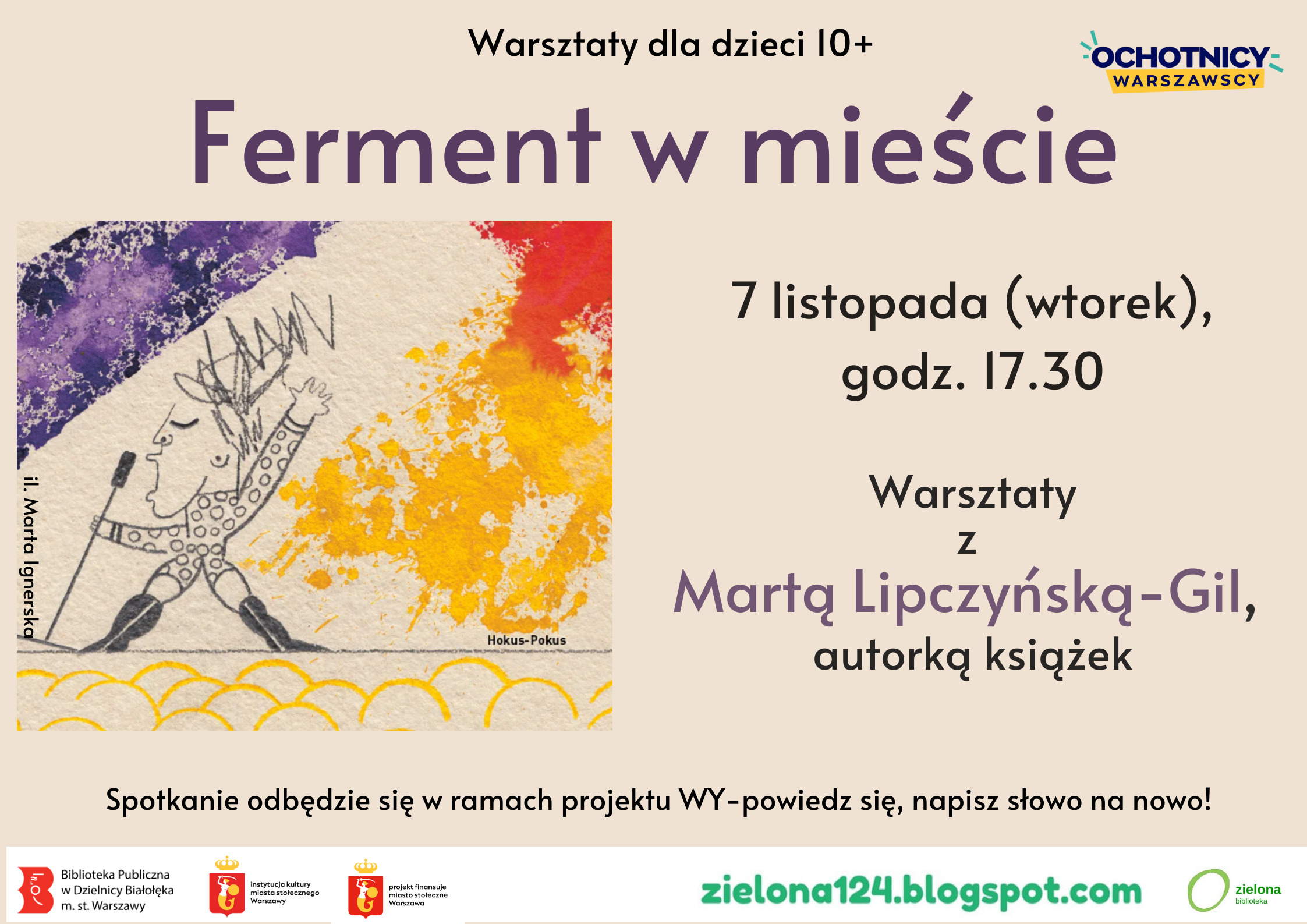 Read more about the article Twórcze warsztaty artystyczne dla dzieci w Zielonej! (7.11)