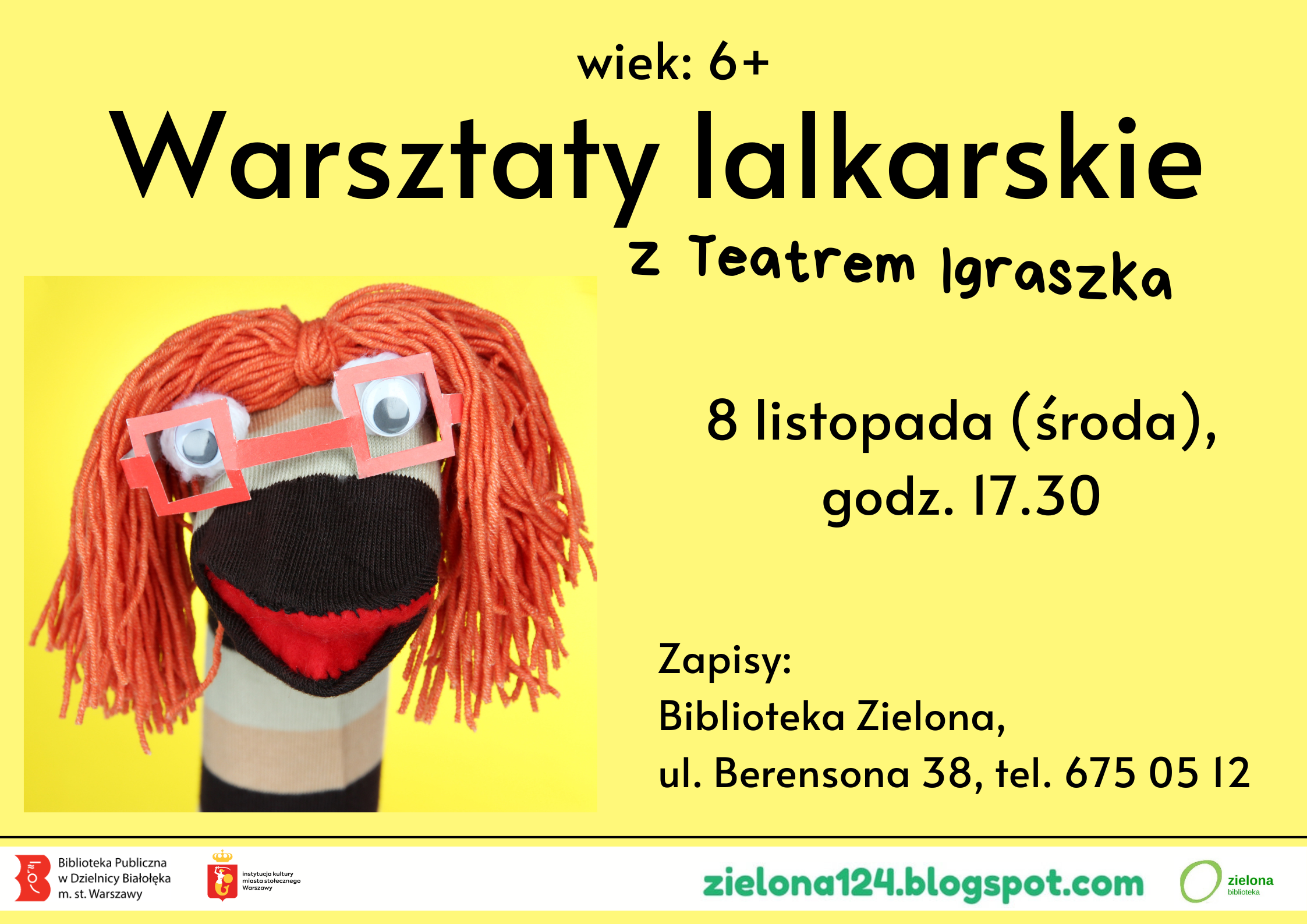 Read more about the article Warsztaty lalkarskie w Bibliotece Zielonej. (8.11)