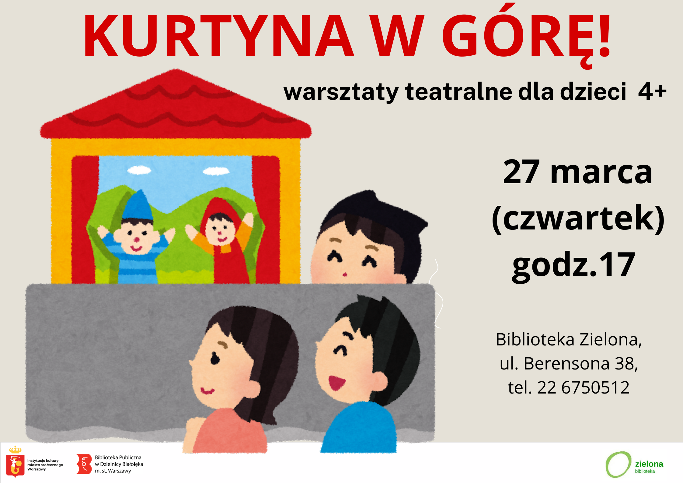 Read more about the article Kurtyna w górę! Warsztaty teatralne w Bibliotece Zielonej.