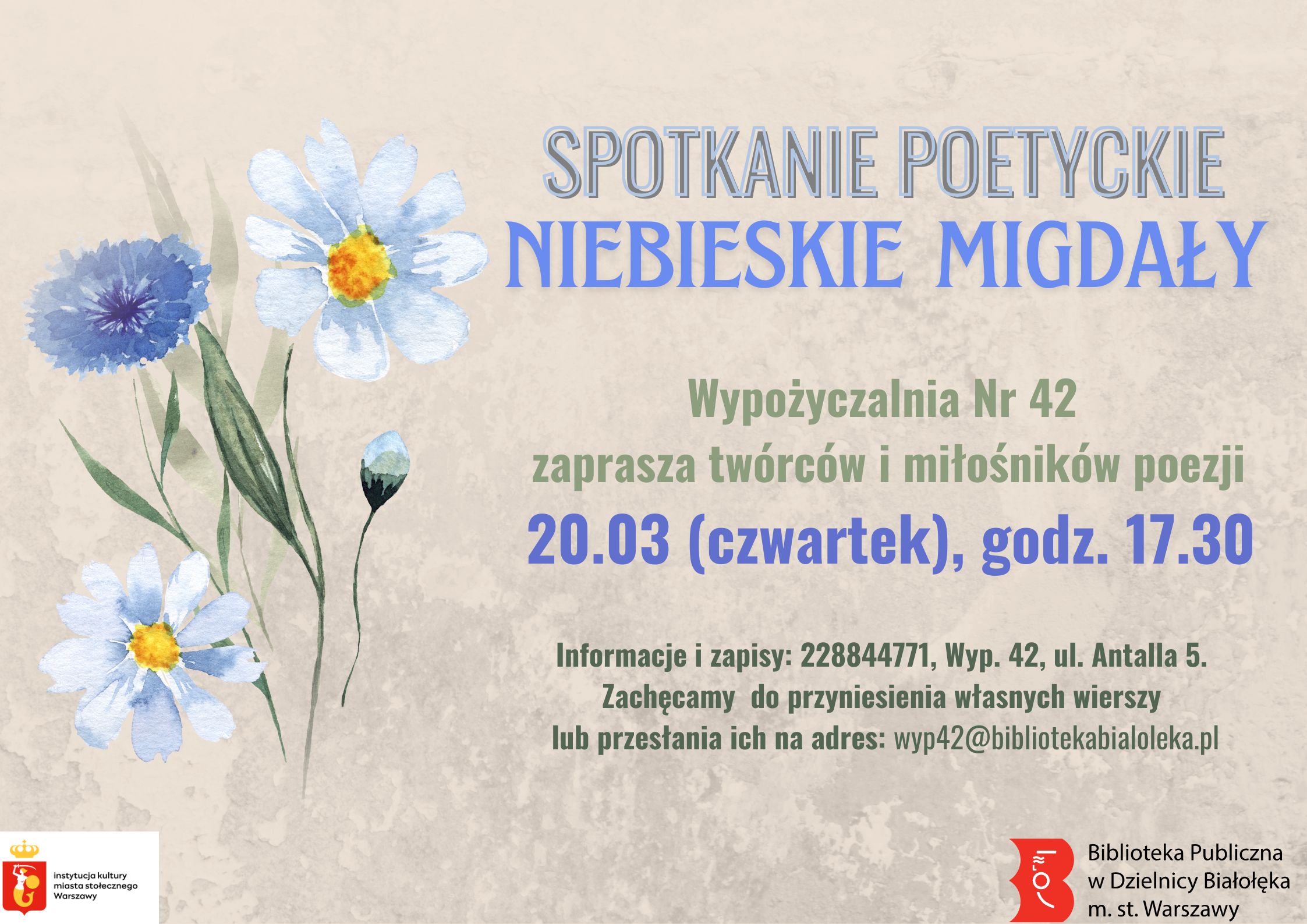 Read more about the article Spotkanie poetyckie w Wypożyczalni Nr 42.